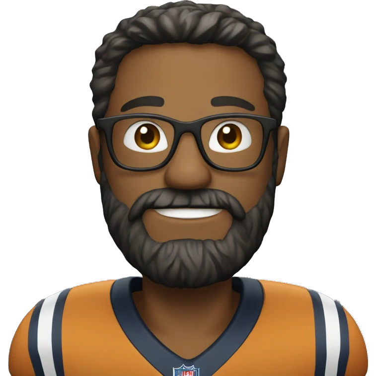 
A bearded man with glasses is holding a football emoji