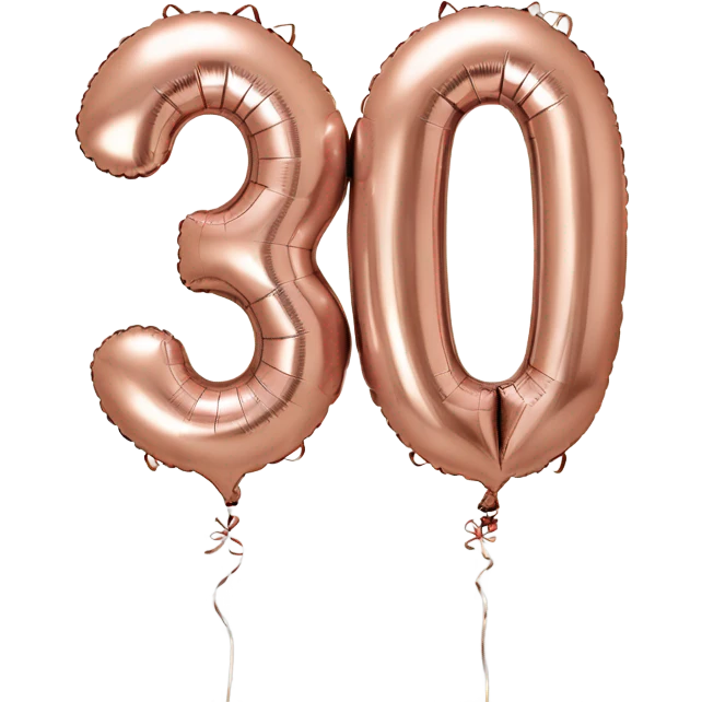Rose gold number 30 balloon  emoji