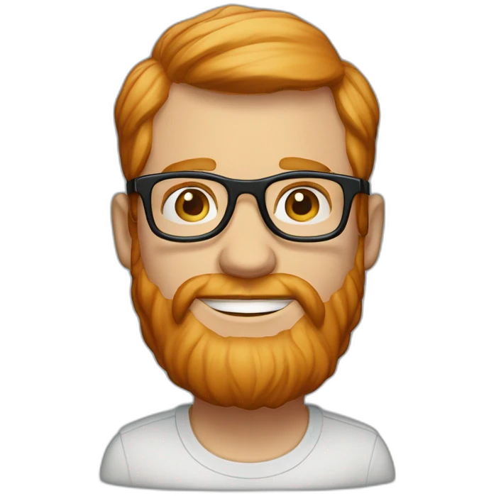 35 year old man with strawberry blond hair, blue eyes and round tortoise-shell glasses emoji