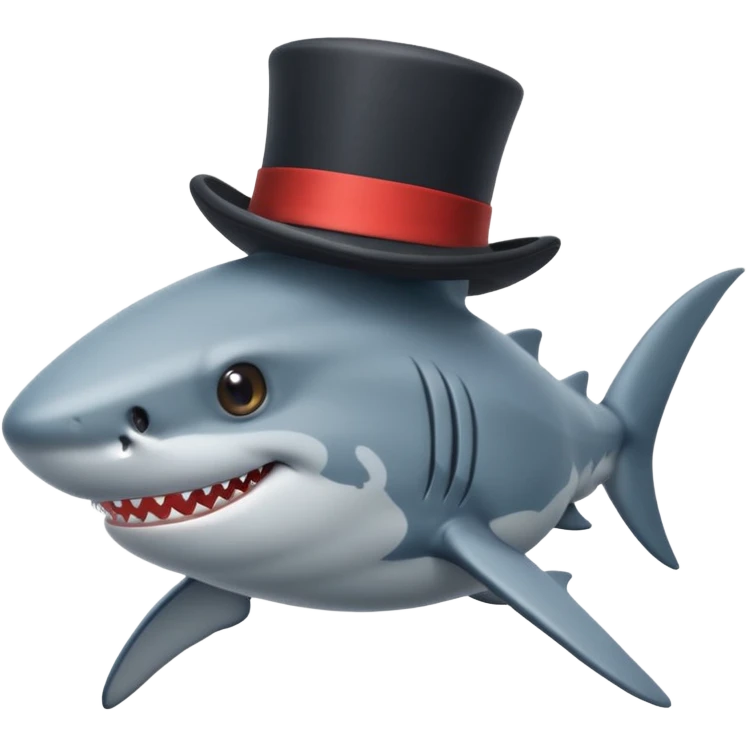Shark with a top hat emoji