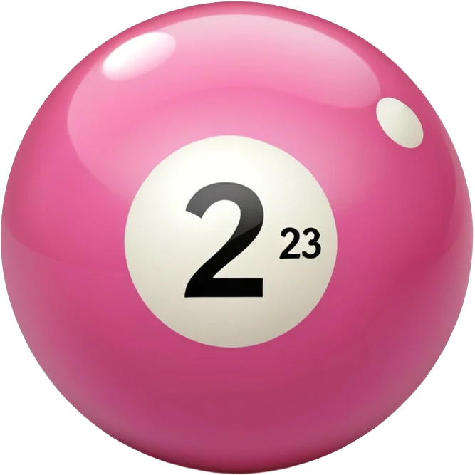pink billiard ball with the number 23 emoji