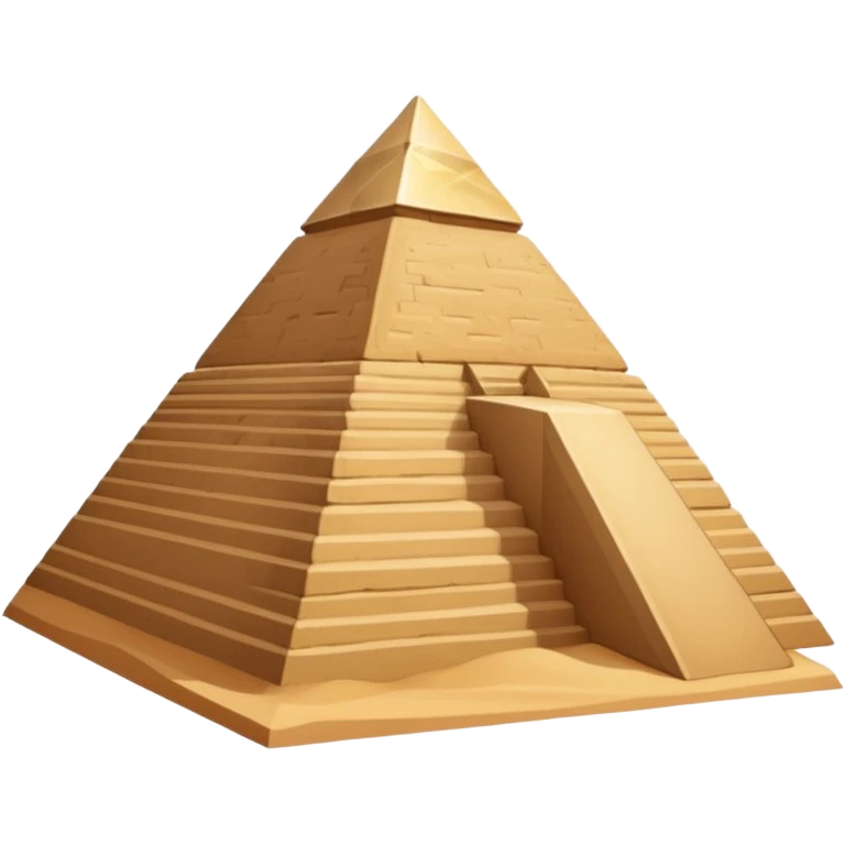 An emoji of the ancient Egyptian Great Pyramid of Giza. It is a large, triangular structure made of stone blocks against a desert background. emoji