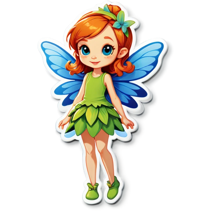 ginger fairy with big blue wings  emoji