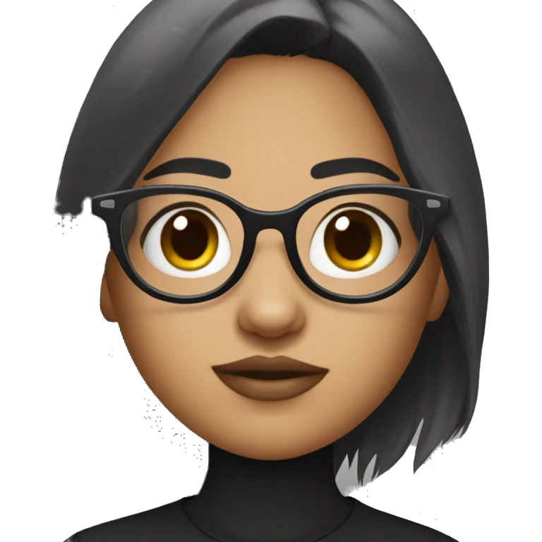 cute girl with black glasses and a wolf cut emoji