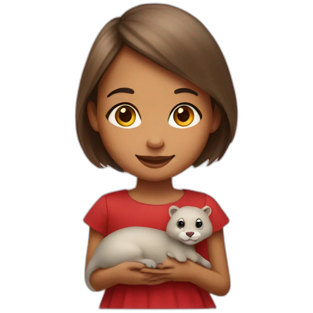 A girl on a loutre with little hearts emoji