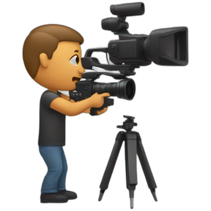 a man shooting his own video in a small studio emoji