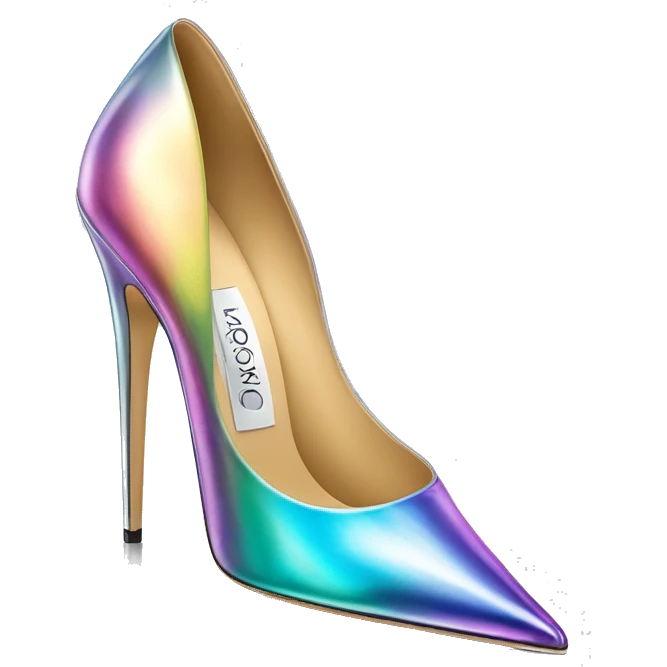 Realistic isolated top view of a pair of iridescent jimmy Choo stiletto high heel shoes. emoji