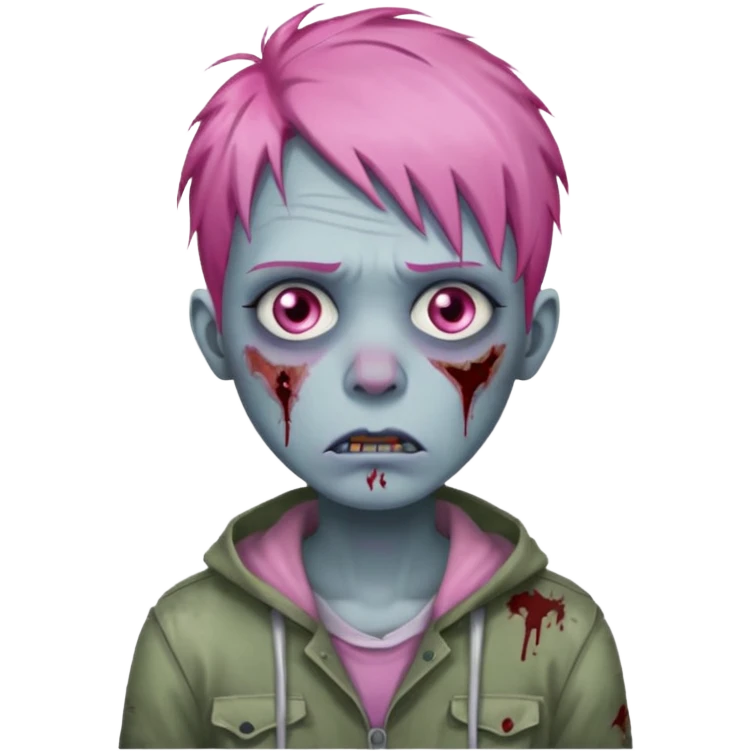 Sad zoombie pink hair emoji