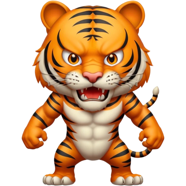 full body of angry tiger with fangs, front face  emoji