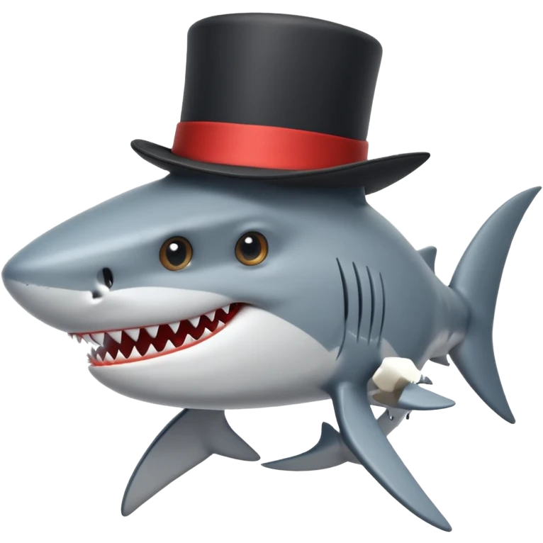 Shark with a top hat emoji