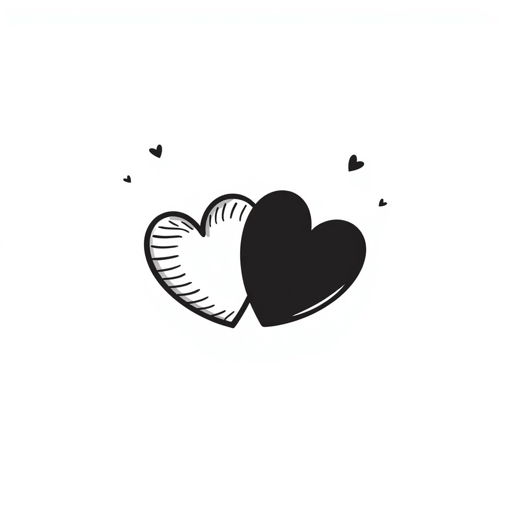 two hearts hand drawn doodle emoji