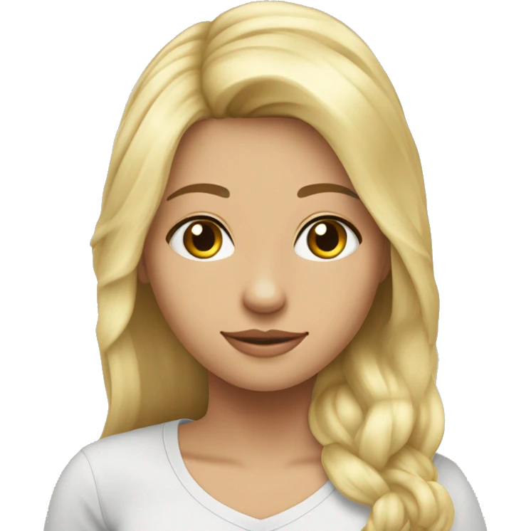 Jeune fille cheveux très long blonde platine amoureuse emoji