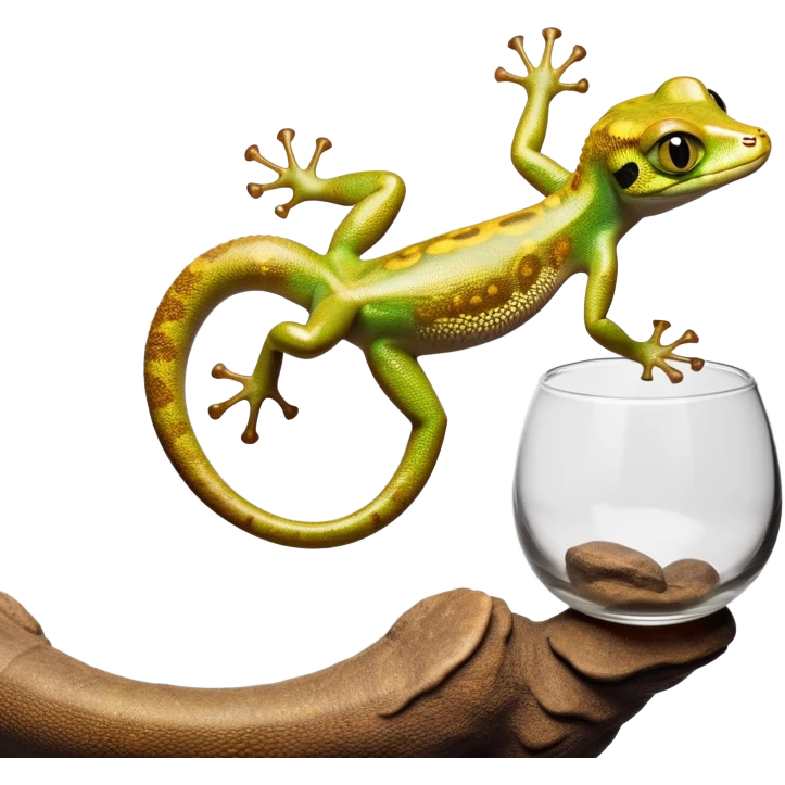 cinematic-gecko-realistic-full-body-climbing-emoji,-tiny-agile-frame-sticking-to-a-glass-surface-with-specialized-toes,-smooth-speckled-skin-in-rich-earthy-tones,-large-glistening-eyes-wide-and-watchful,-delicate-curved-tail-balancing emoji