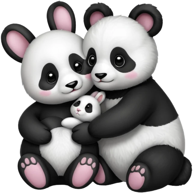 Cute panda and bunny love  emoji