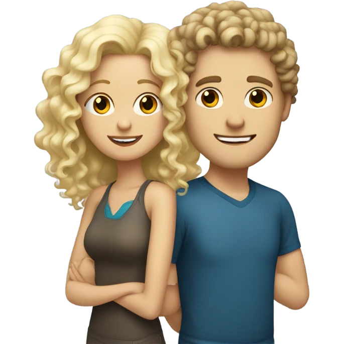 couple blonde girl and white guy with curly hair emoji