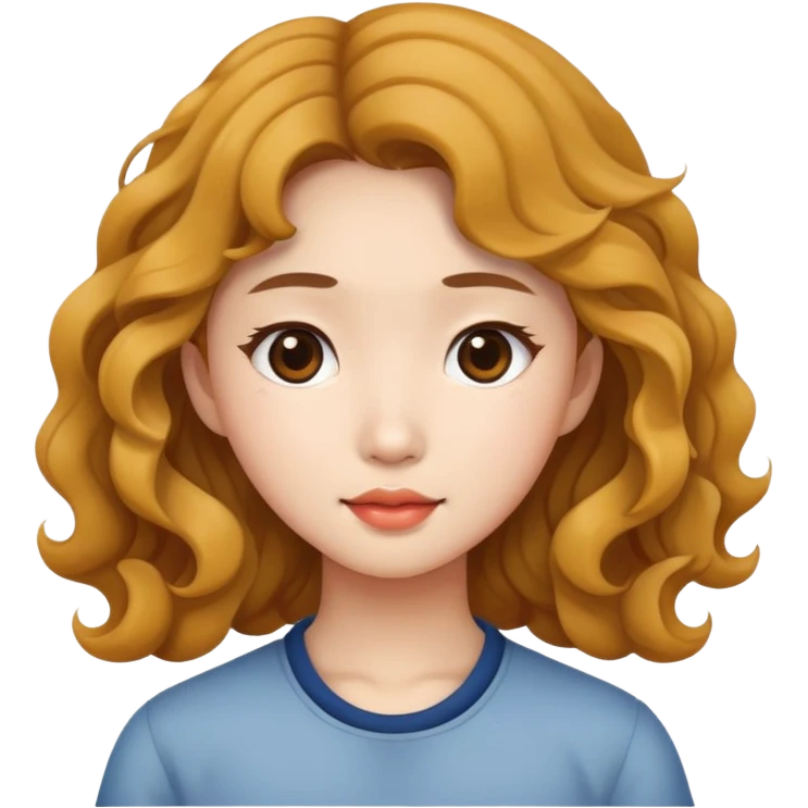 asian girl with wavy hair emoji
