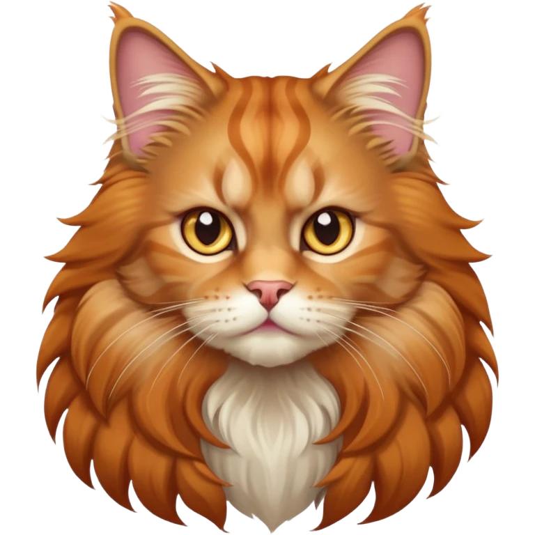 cute and majestic maine coon cat with fluffy mane and fierce expression emoji