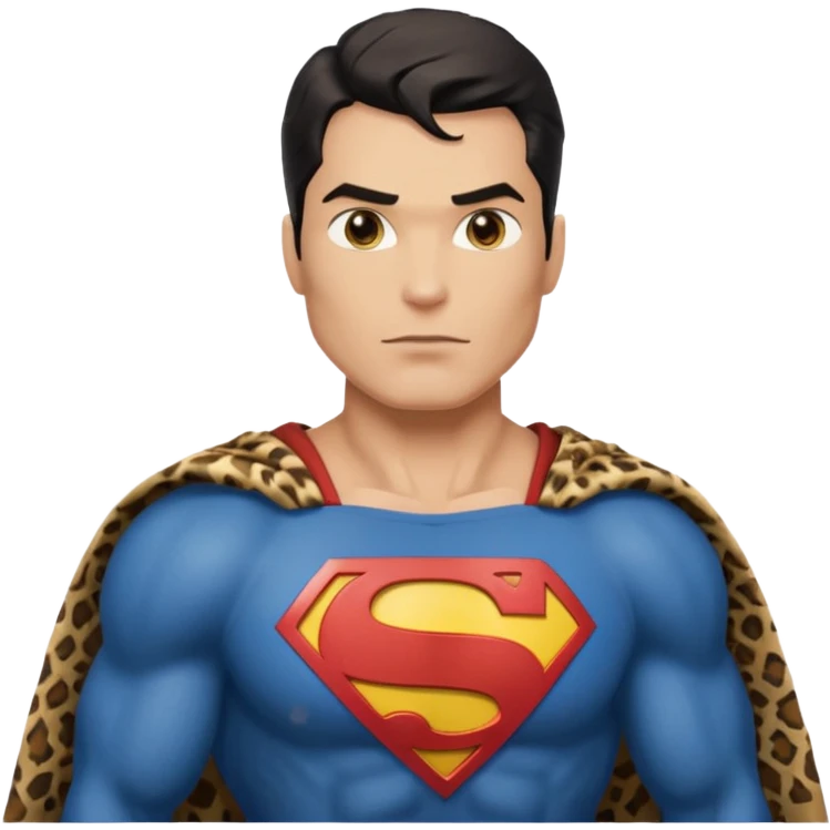 a superman wearing ancient animal skin cloth, half body, icon, yellow skin emoji