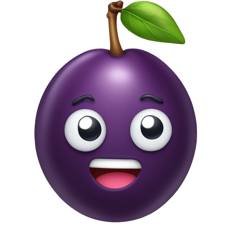 cute plum fruit with sugar on the side  emoji