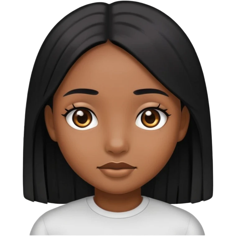 A girl with Black eyes and long straight black hair and brown skin emoji