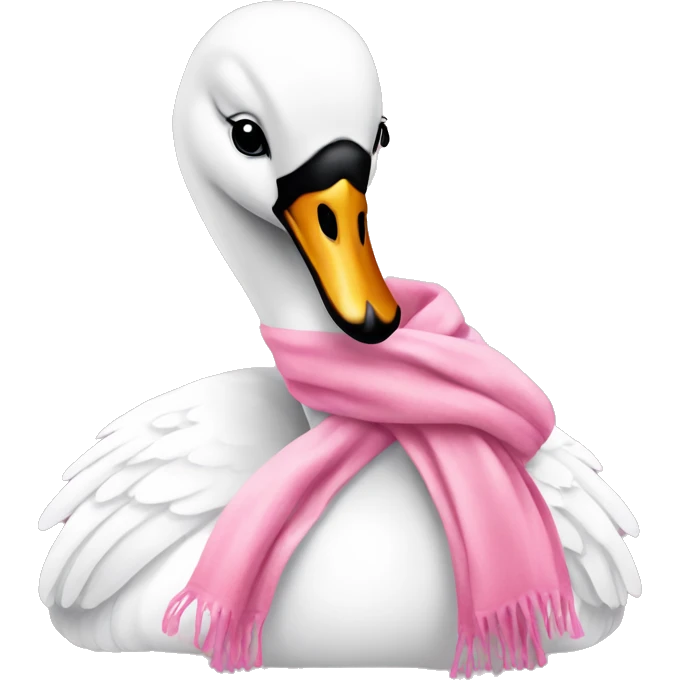 white swan with pink scarf emoji