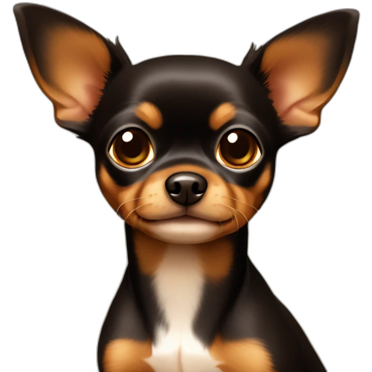 Russian toy terrier with dark brown head with light brown emoji