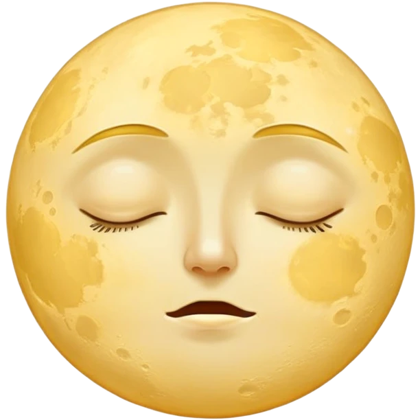 full yellow moon with sleepy drowsy face with closed eyes emoji
