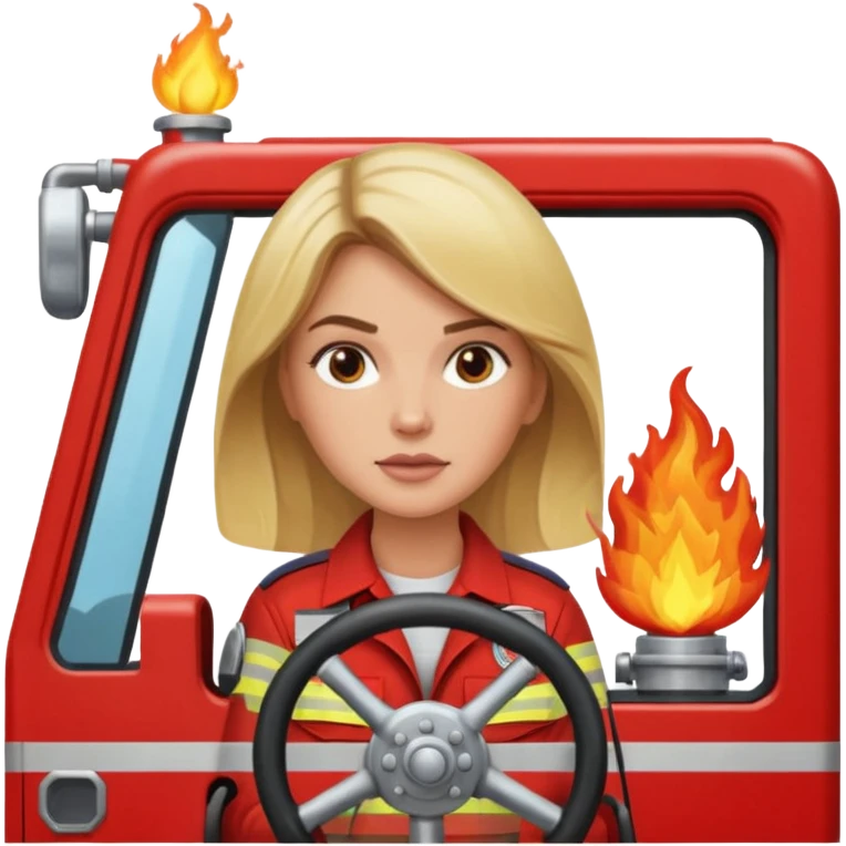 Blonde  Caitlyn driving the fire truck emoji