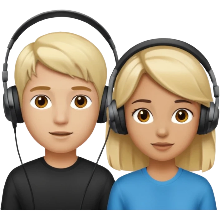 pc gamer very blonde boy and latina girl with brown hair  headsets emoji