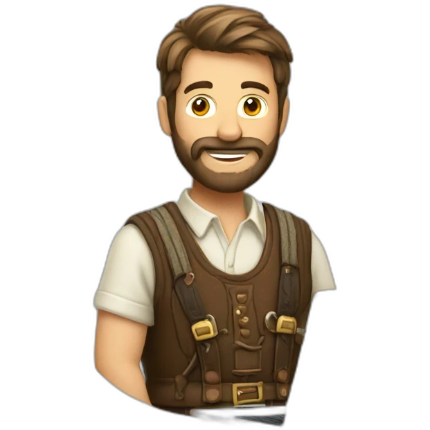 mann with beard and lederhosen and laptop emoji