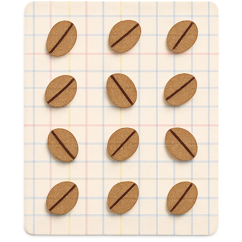 coffee bean pattern grid paper background with pastel lines, soft pastel style, transparent background emoji