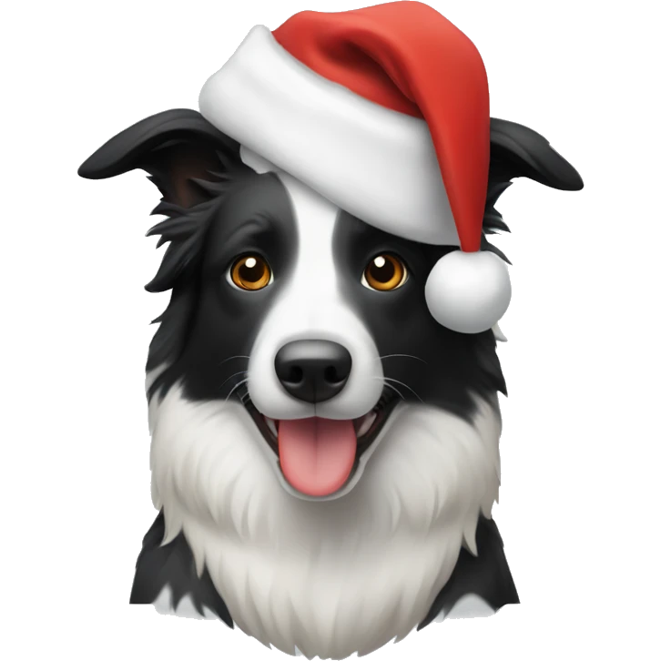 border collie with santa hat on emoji