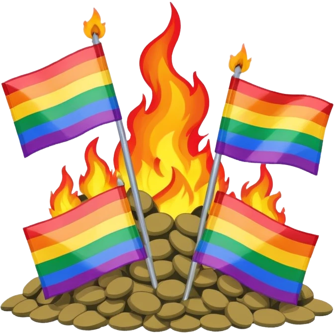 Gay flag burning emoji