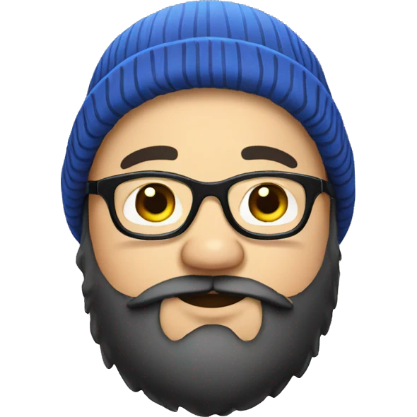 Chubby, beard, glasses, beanie emoji