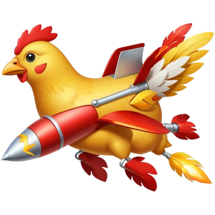 flying chicken on rocket emoji