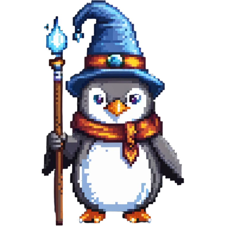 penguin wizard with magical powers emoji