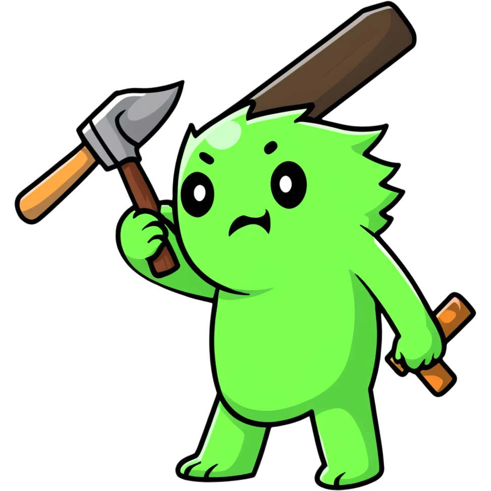 cartoon sticker of a head with a hammer hitting it, expressive face emoji
