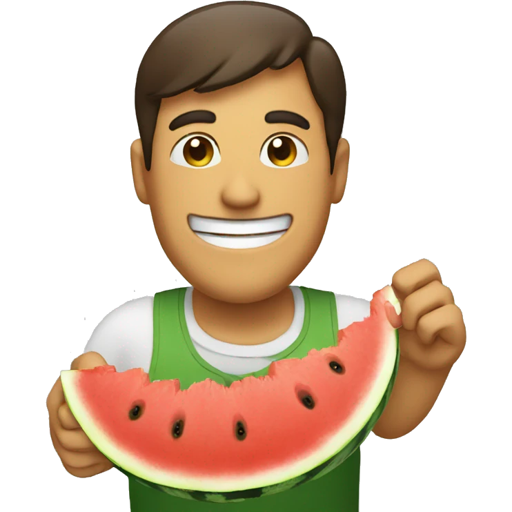 A man happily eating a watermelon  emoji