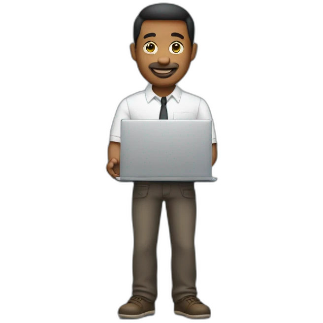 man holding mac laptop  emoji