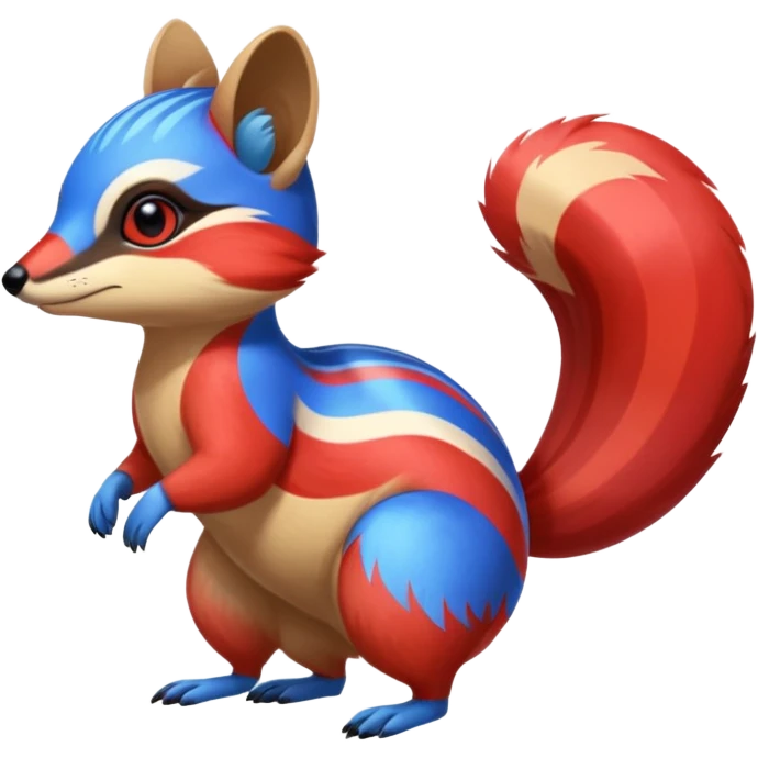 Shiny Colorful Red and Blue exotic Numbat-Quilava-fusion (full body) emoji