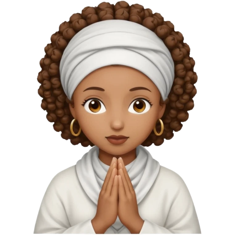 Curly hair Black women praying emoji