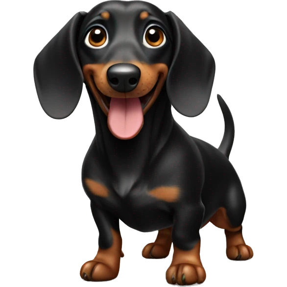 Happy black dachshund dog emoji