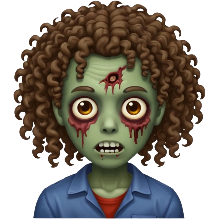 Zombie with lil bit curly medium brown hair emoji