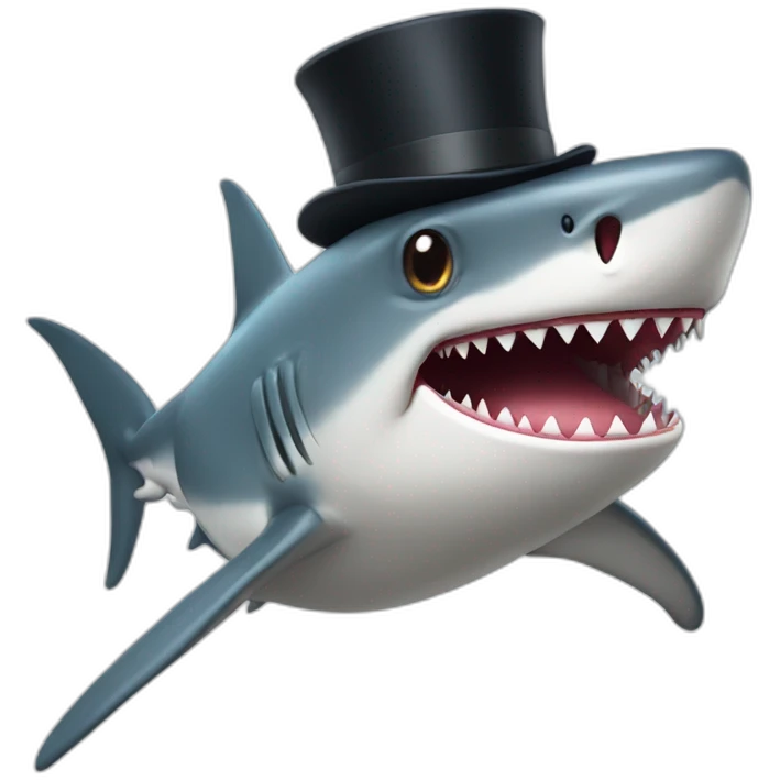 Shark with a top hat emoji
