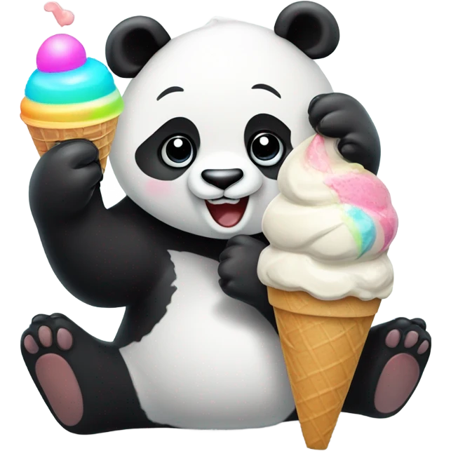 Panda eating ice cream emoji