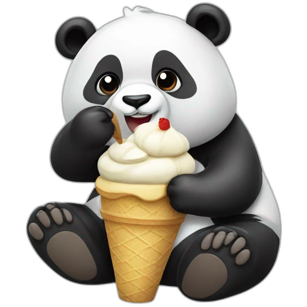 Panda eating ice cream emoji