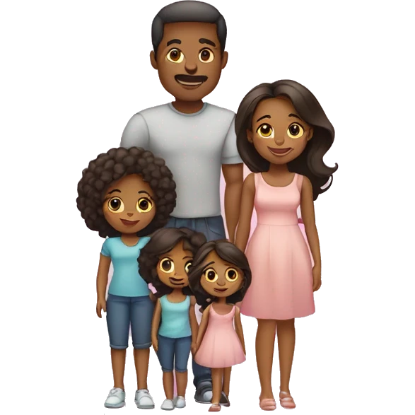 african american family, mom, dad,teenage daughter, young daughter, twing girl toddlers emoji