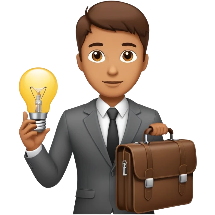 entrepreneur with briefcase and business ideas emoji