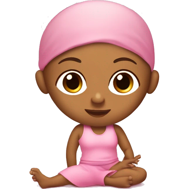 Pilate girl with baby pink pilate clothes and a pink mat doing pilates on mat emoji