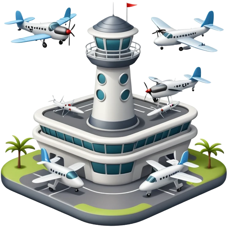 tiny mosquito airport with control tower and mosquito planes emoji